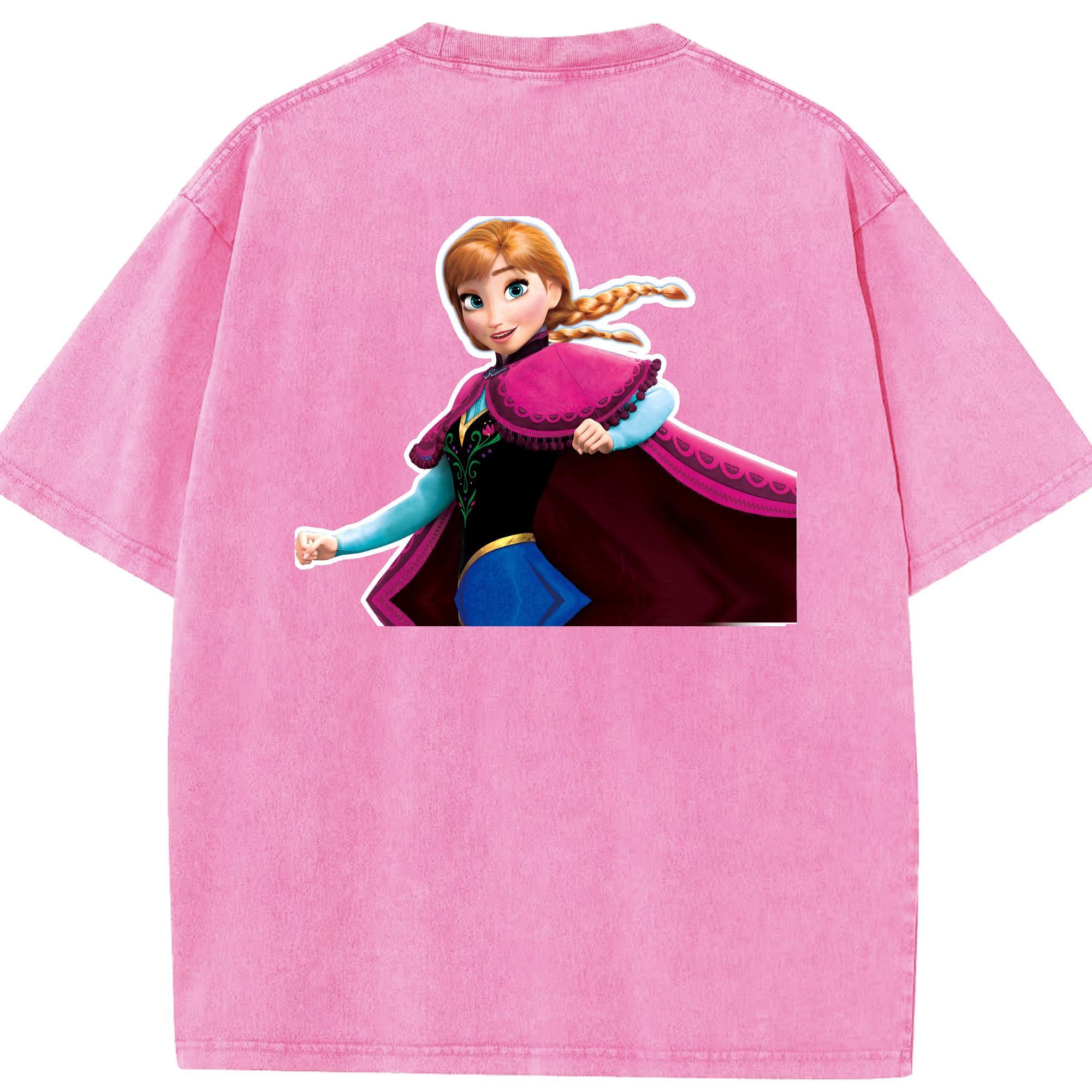 （画像用） アナと雪の女王 アンナ エルサ Frozen Anna Elsa 綿100% ヴィンテージ風 半袖Tシャツ（背面プリント）